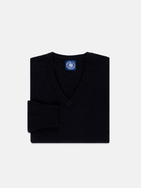 J. PRESS NAVY LAMBSWOOL V-NECK SWEATER