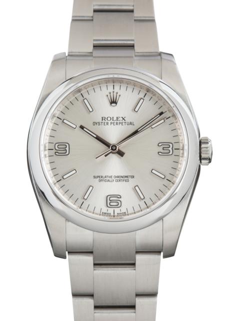 ROLEX Pre-Owned Rolex Oyster Perpetual Silver Arabic Dial Ref 116000