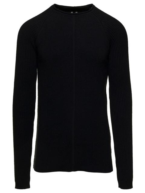 Rick Owens Rick Owens Men Black Long Sleeve Top With Crewneck In Cashmere And Wool Man