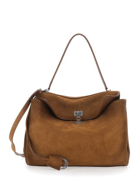 BALENCIAGA Balenciaga Women 'Rodeo Medium' Beige Shoulder Bag With Removable Shoulder Strap In Suede Woman