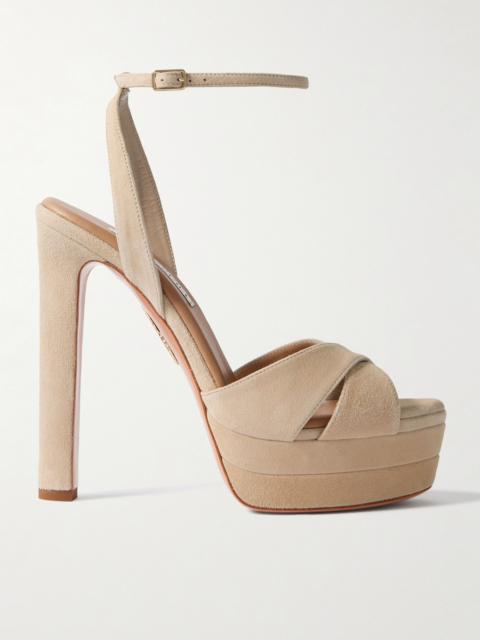 AQUAZZURA Divine Plateau 130 Suede Platform Sandals