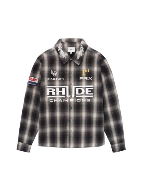 Rhude Rhude Racing Logo Printed Checked Shirt 'Black/Grey'