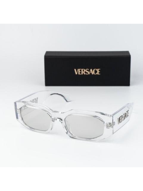 VERSACE Versace Men Sunglasses Transparent Clear Mirror Silver Rectangle VE4489U 148/8V