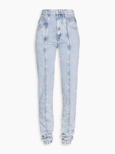 Isabel Marant Étoile Hominy pintucked acid-wash high-rise slim-leg jeans