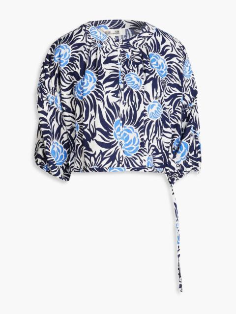 DIANE VON FURSTENBERG Dario cropped floral-print woven blouse