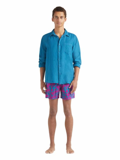 Vilebrequin Vilebrequin Men's Solid Linen Shirt in Paon at Nordstrom