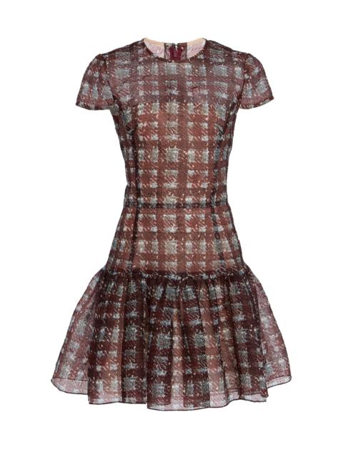 Oscar de la Renta Textured Tartan Silk-Blend Mini Dress multi