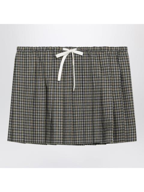 Miu Miu Miu Miu Grey/Sand Checked Pleated Mini Skirt Women