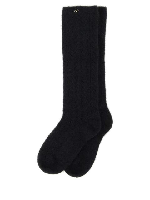 Valentino Valentino Garavani Women Black Stretch Mohair Blend Socks