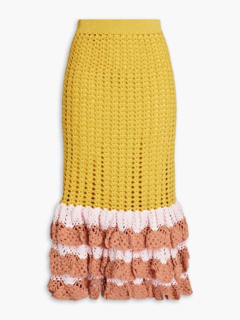 Zimmermann Tiered crocheted cotton midi skirt