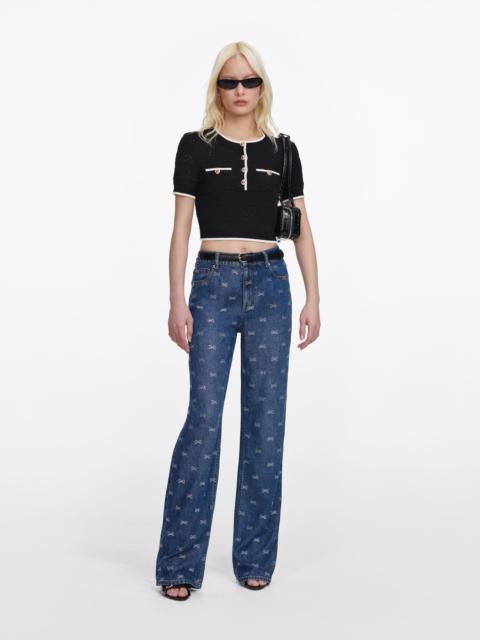 self-portrait Lightweight Bow Embellished Jeans