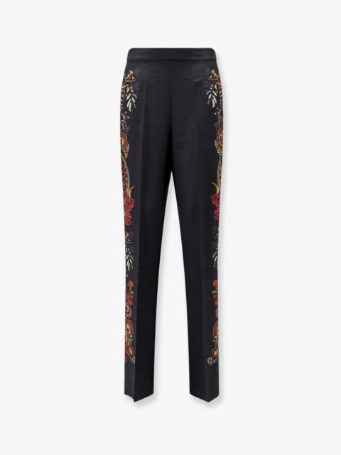 Etro Etro Silk Trousers with Paisley Pattern Black Women