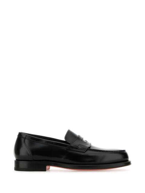 Santoni Black leather loafers