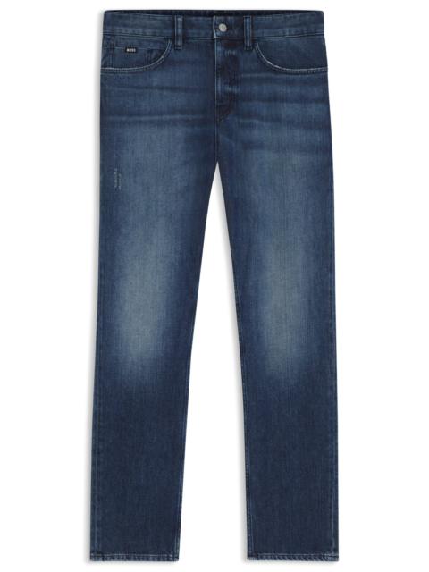 BOSS DELAWARE SLIM-FIT JEANS IN BLUE MECHANICAL-STRETCH DENIM