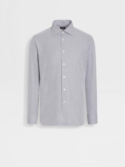 ZEGNA NAVY BLUE AND WHITE CHECKED CENTOVENTIMILA COTTON SHIRT