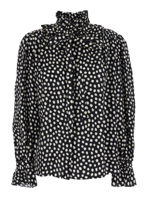 Chloé Chloé Women Black Blouse With High Neck And All-Over Polka Dot Motif In Silk Woman