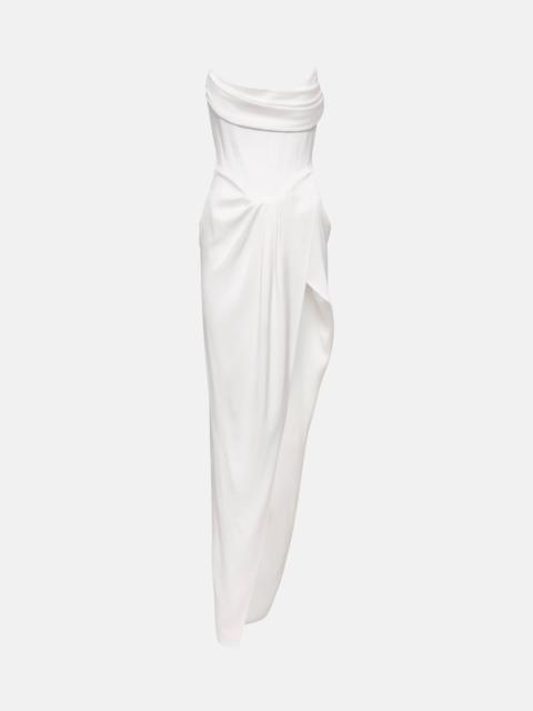 ALEX PERRY Satin crêpe draped bustier gown