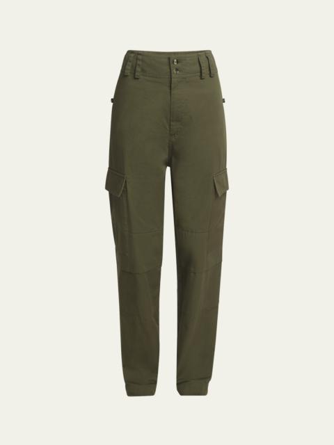 High-Rise Straight-Leg Cargo Trousers