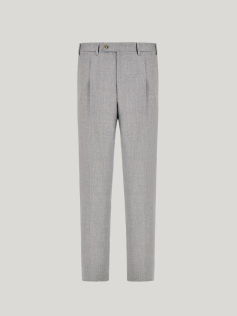 Canali LIGHT GRAY HIGH-WAIST TROUSERS IN PURE WOOL