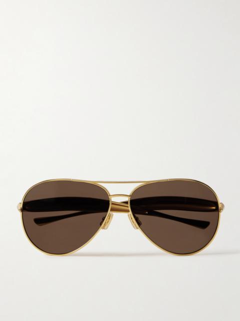 Bottega Veneta Sardine Aviator-style Gold-tone Sunglasses