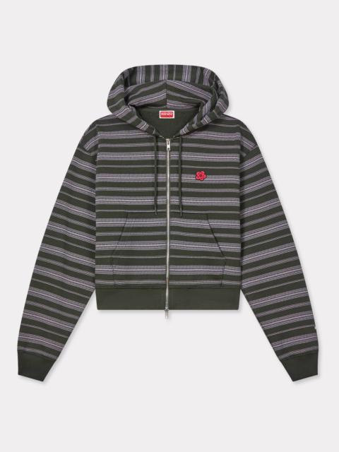 KENZO 'Boke Flower' stripes short zip-up hoodie in cotton