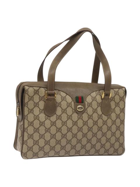 GUCCI GG Supreme Web Sherry Line Hand Bag Pvc Beige Gold 41 02 079