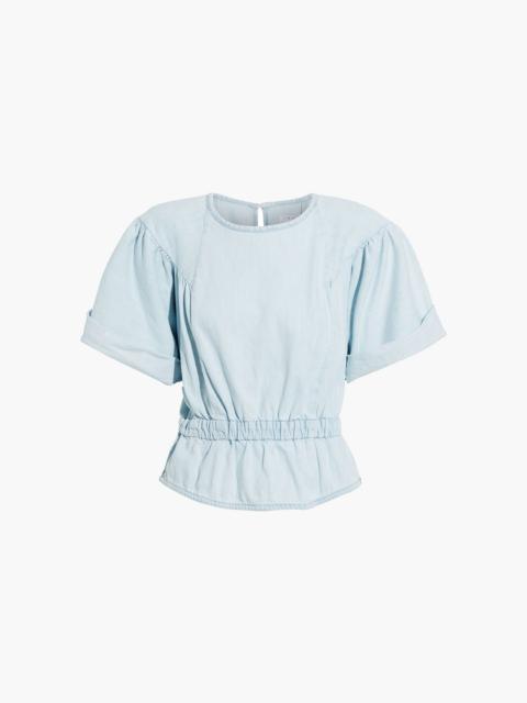 Other Designers Zafo gathered denim peplum top
