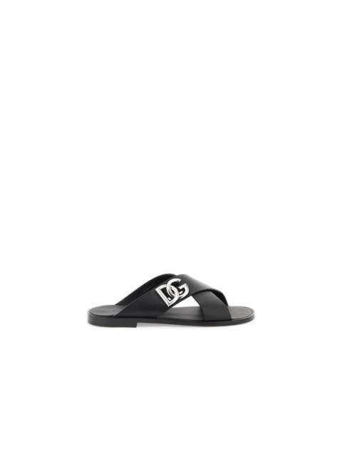 Dolce & Gabbana Dolce & gabbana leather sandals with dg logo Size EU 41 for Men