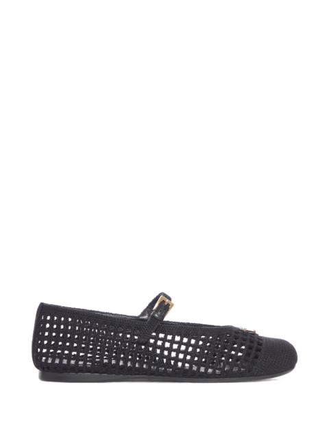 Prada Prada Crochet Logo-plaque Ballet Flats