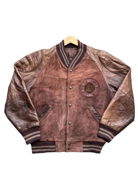 Other Designers Vintage 90s Soft Touch Brown Varsity Leather Jacket