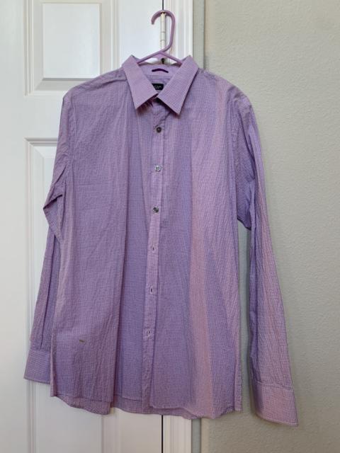 Paul Smith Micro purple blue seersucker gingham shirt size 17/43