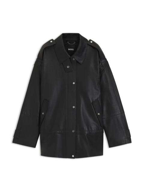 BOSS LONG-LENGTH BIKER JACKET IN LEATHER