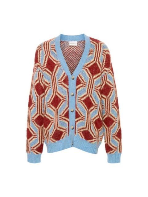 Drôle de Monsieur Drole De Monsieur Men's Dark Red Mohair Geometrique Le Cardigan