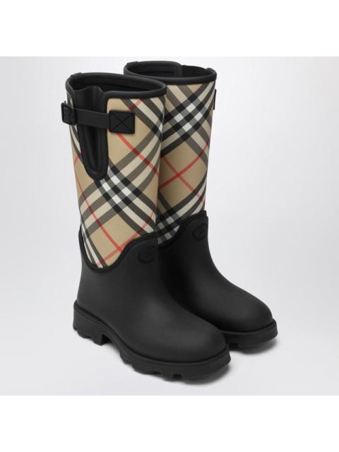 Burberry Tall black Marsh Stamp rubber boots