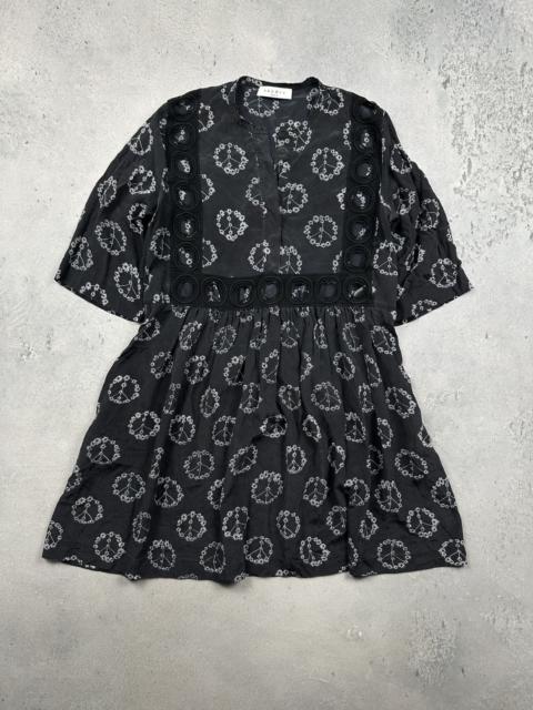 Sandro Sandro Paris Archive Silk Daisy Peace Print Boho Mini Dress