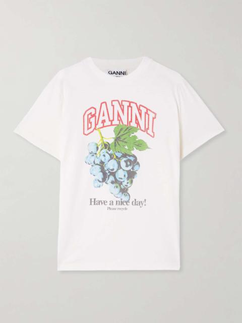 Grapes printed organic cotton-jersey T-shirt White