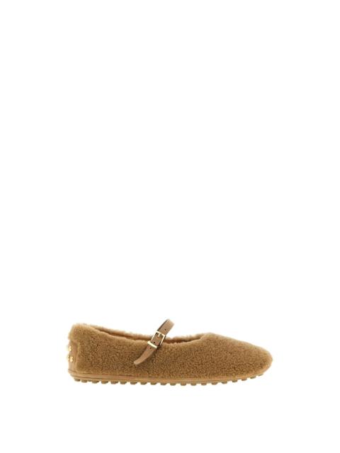 Tod's TOD’S Gommine Beige Sheepskin Ballet Flats New & Authentic (