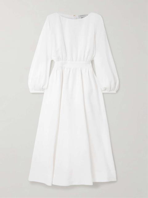 Ahmose gathered Aloe linen maxi dress White