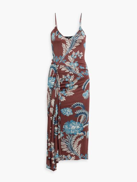 Etro Draped floral-print stretch-crepe midi dress