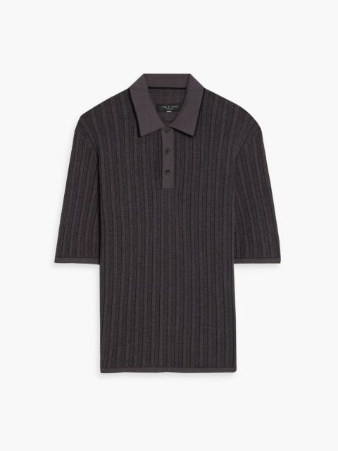 rag & bone Harvey ribbed cotton-blend polo shirt