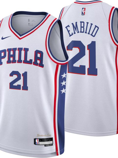 Nike Nike Youth Philadelphia 76ers Joel Embiid #21 White Swingman Jersey