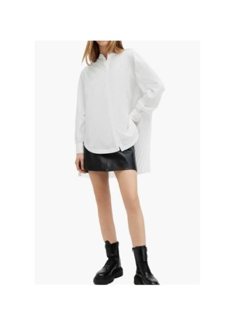 Other Designers New! All Saints Percy Pleated Relaxed‎ Fit Shirt White 
Sz 2 $229