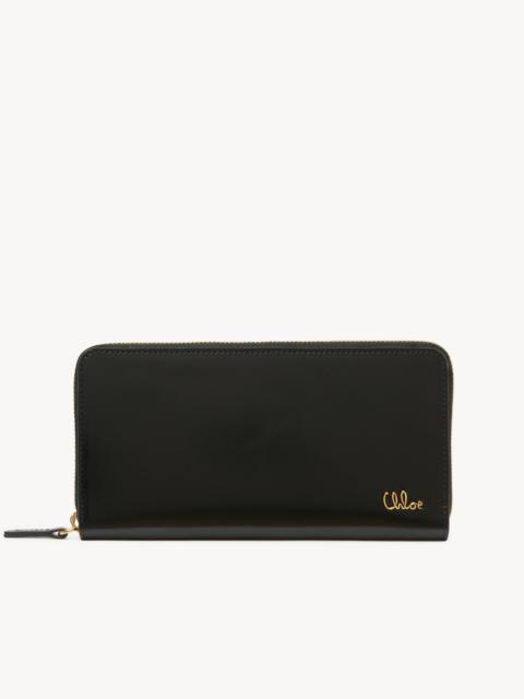 Chloé CHLOÉ ICONIC ZIPPED LONG WALLET IN SHINY LEATHER