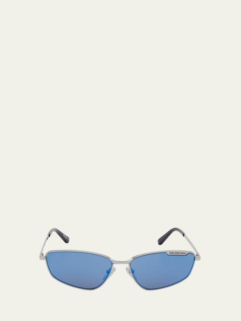 BALENCIAGA Men's Metal Cat-Eye Sunglasses with Logo