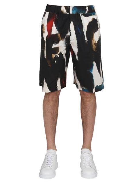 Alexander McQueen Alexander Mcqueen Men Bermuda With Logo Print