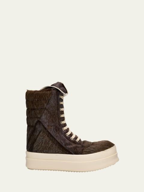 Rick Owens Men's Mega Geobasket Calf Hair Sneakers