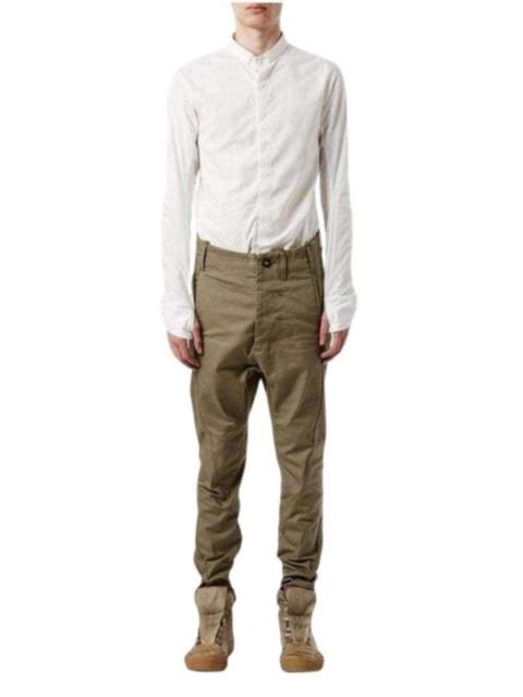Cotton Blend High Rise Tapered Trousers