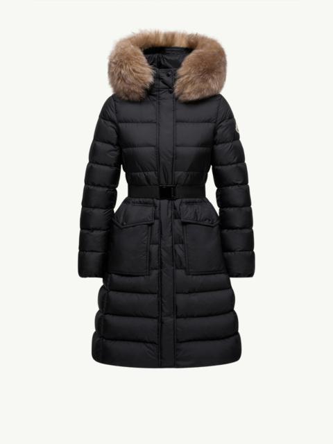 Moncler Khloesse Hooded Shearling-Trimmed Long Down Jacket