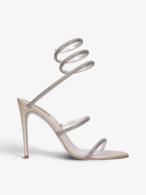 RENE CAOVILLA Cleo crystal-embellished leather heeled sandals