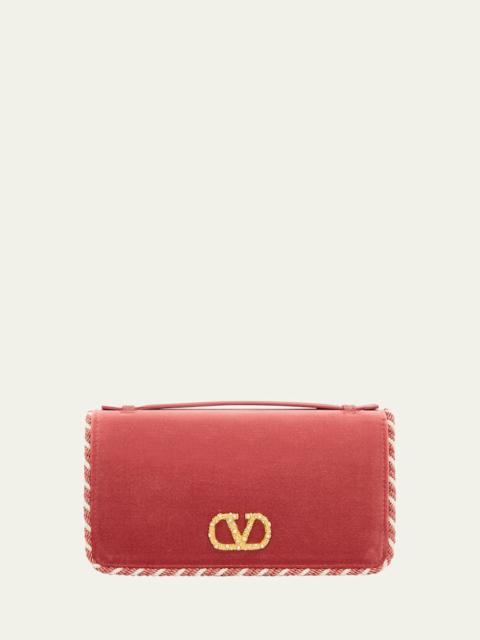 Valentino VLOGO Signature Suede Wallet with Chain Strap
